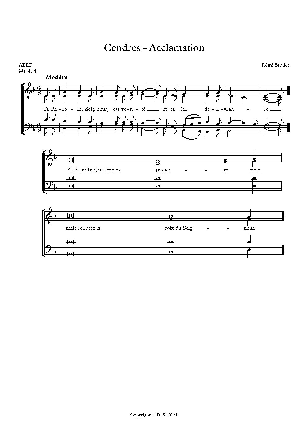 Cendres - Acclamation