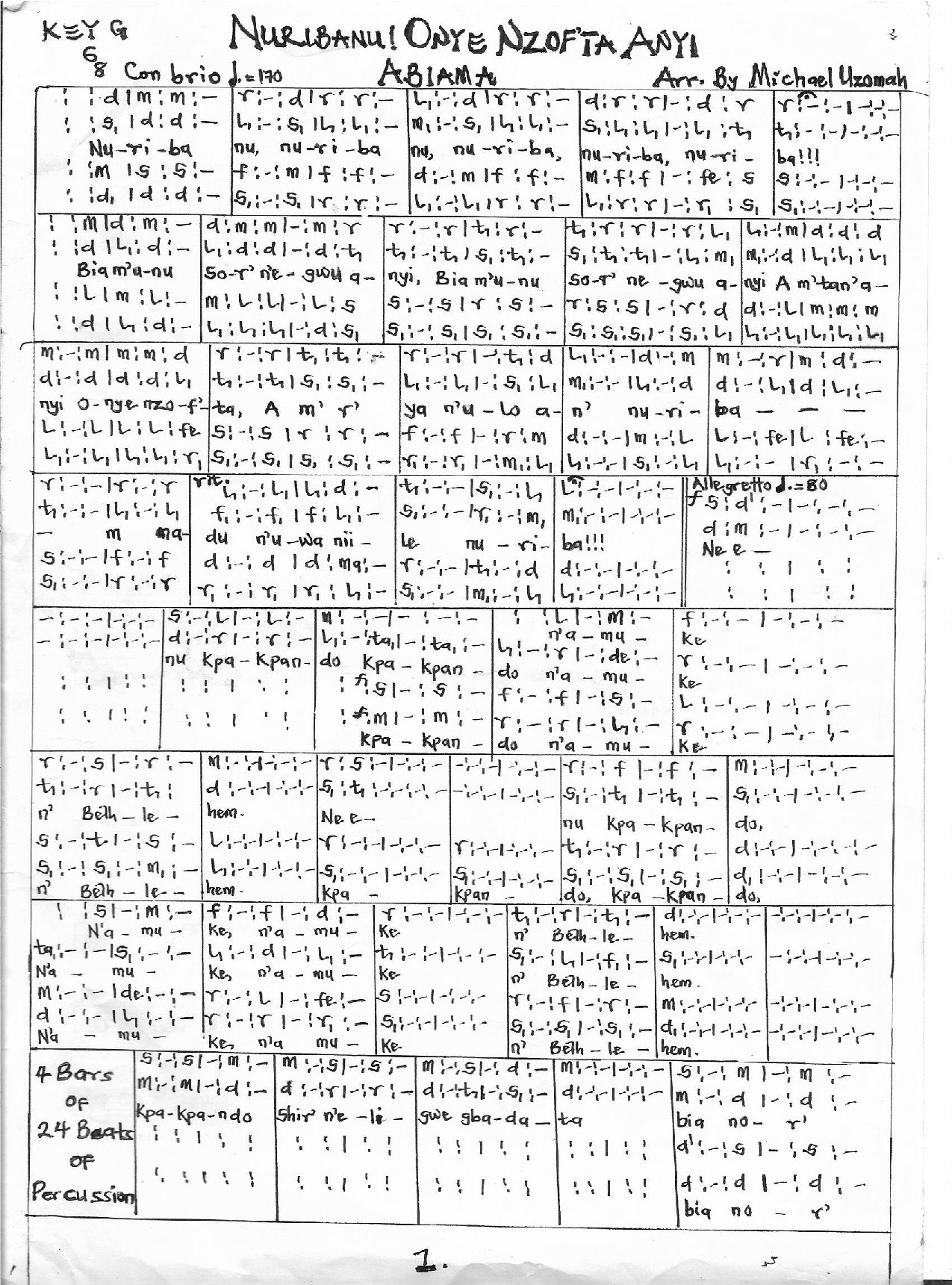 Nuribanu! Onye Nzof Ta Anyi Abiama - Download Choir Script PDF