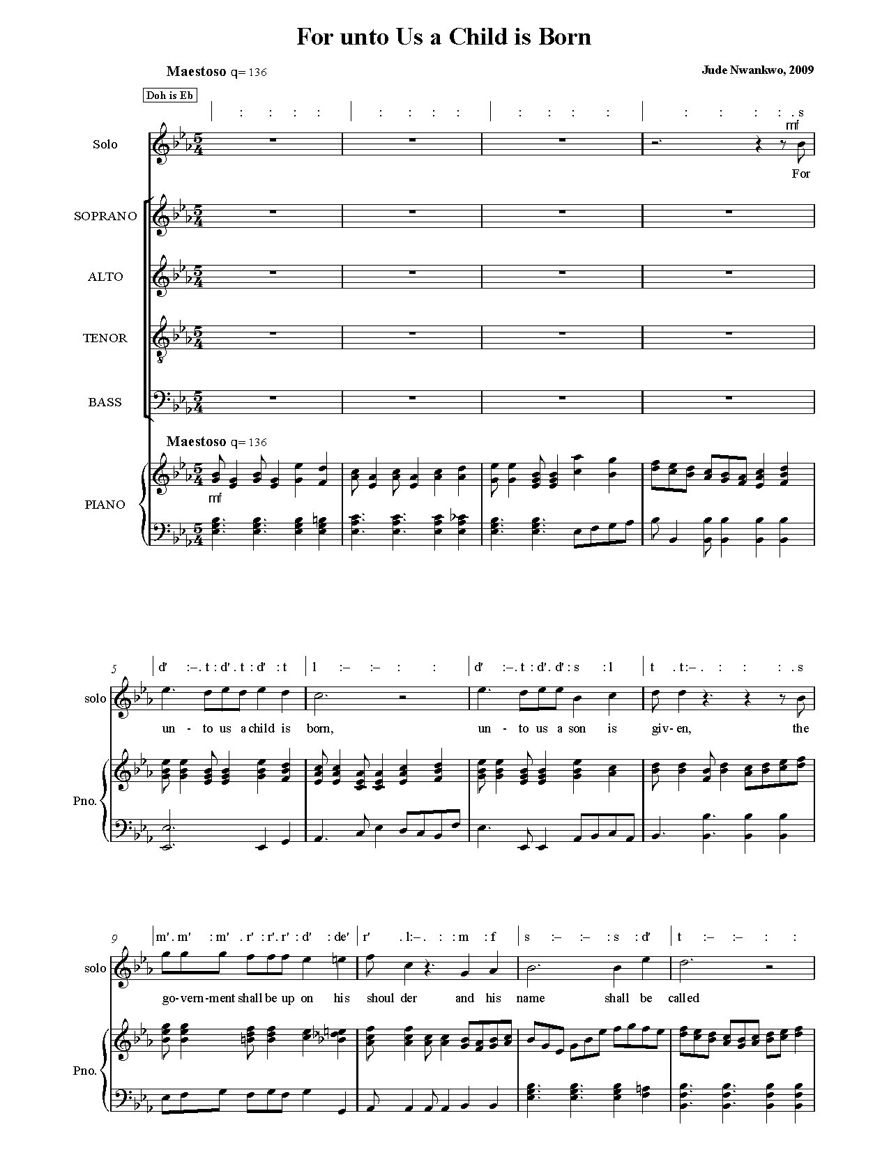 For Unto Us A Child Is Born Sibelius - Download Choir Script PDF
