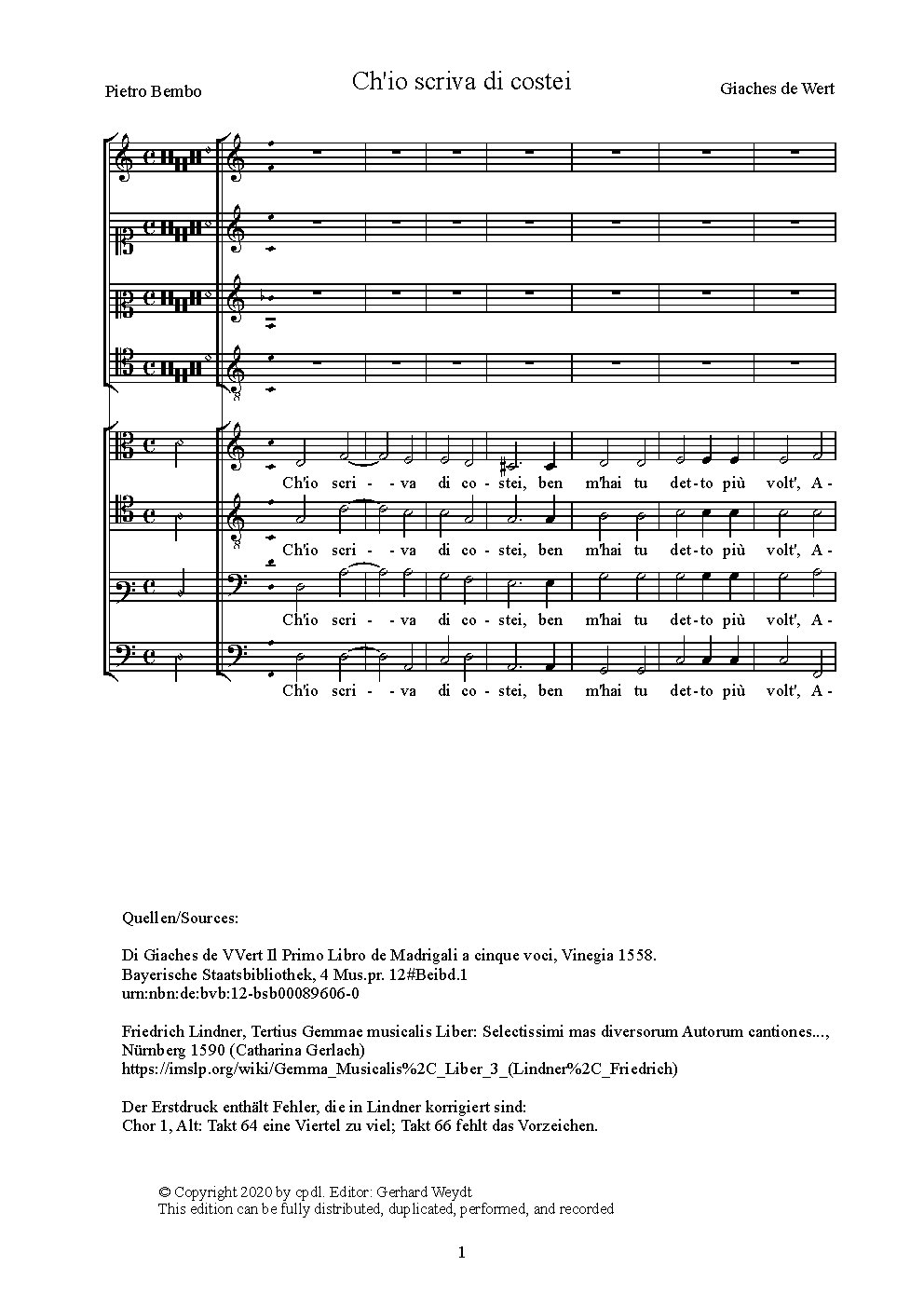 Ch'io scriva di costei - Choir Script PDF Thumbnail