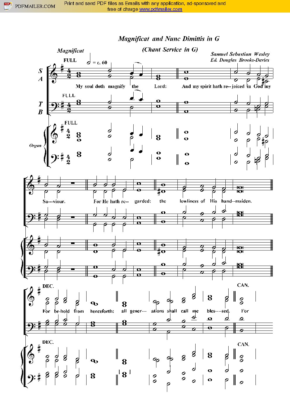 Chant Service in G