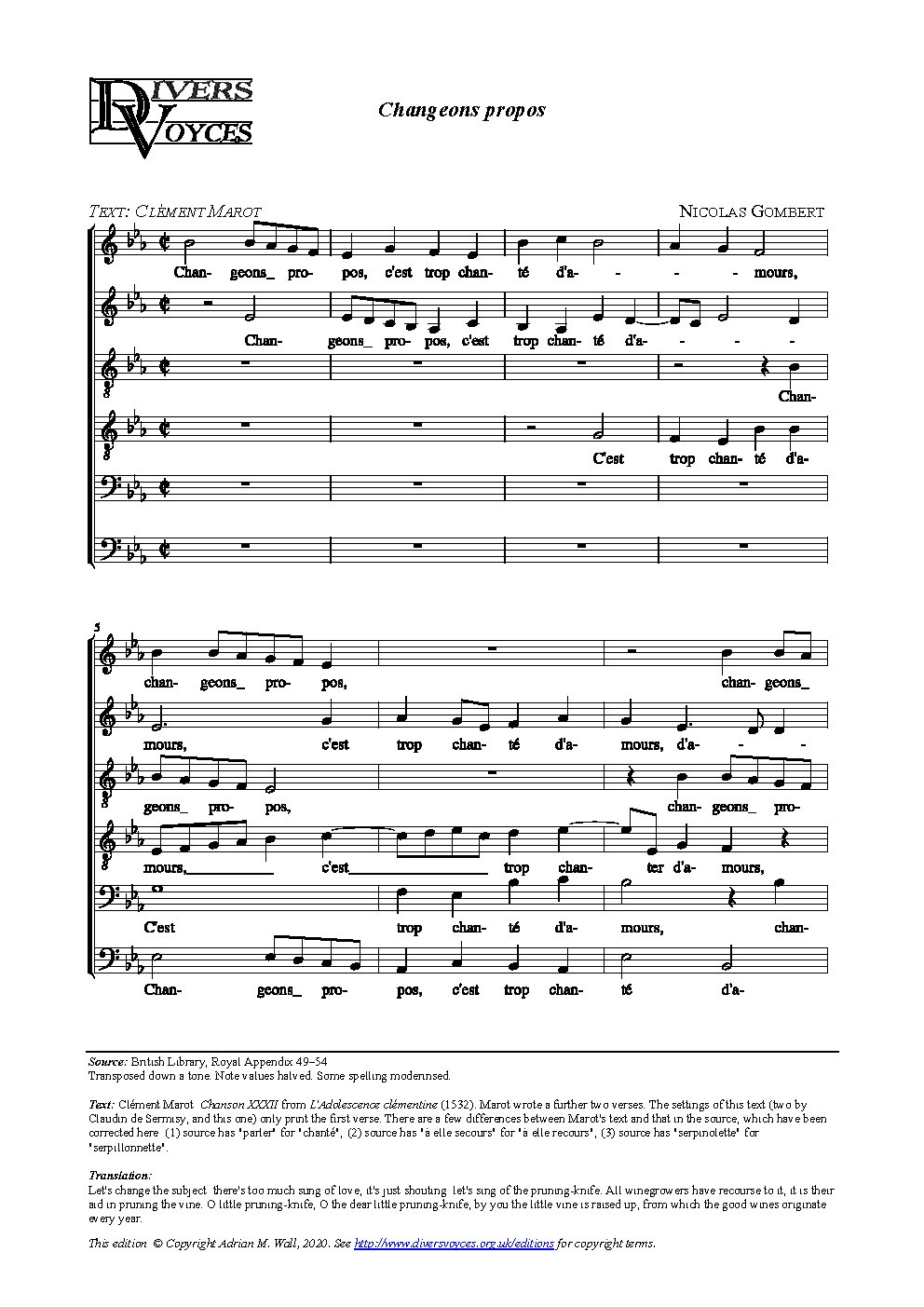 Changeons propos - Choir Script PDF Thumbnail