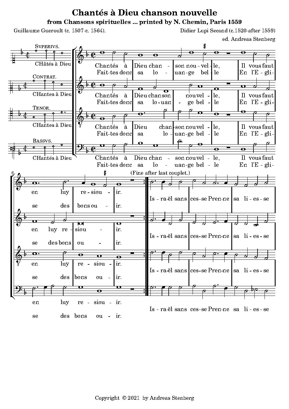 Chantés à Dieu chanson nouvelle - Choir Script PDF Thumbnail
