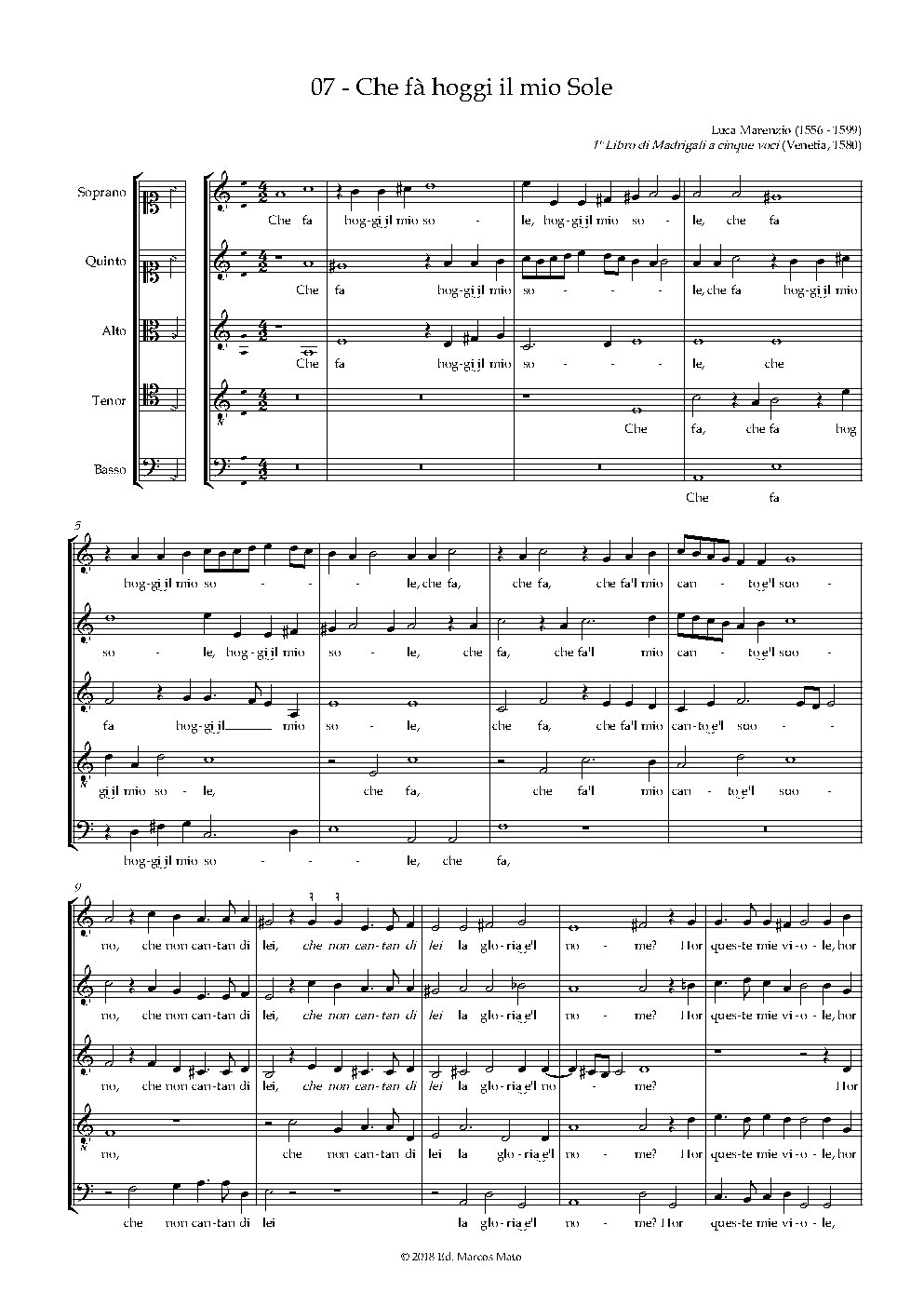 Che fa oggi il mio sole - Choir Script PDF Thumbnail