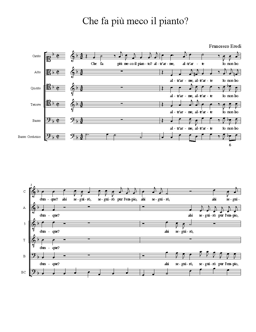Che fa più meco il pianto? - Choir Script PDF Thumbnail