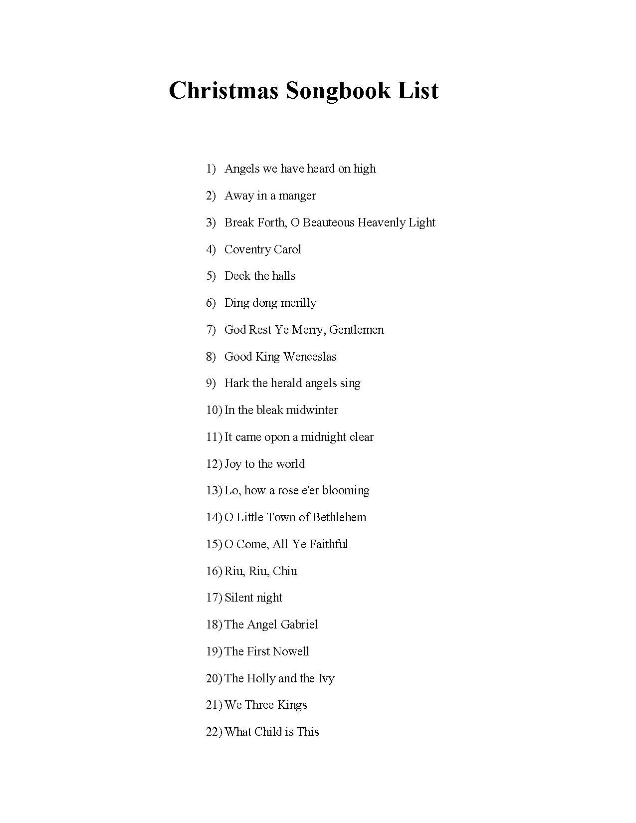 Christmas Song Book - Download Choir Script PDF