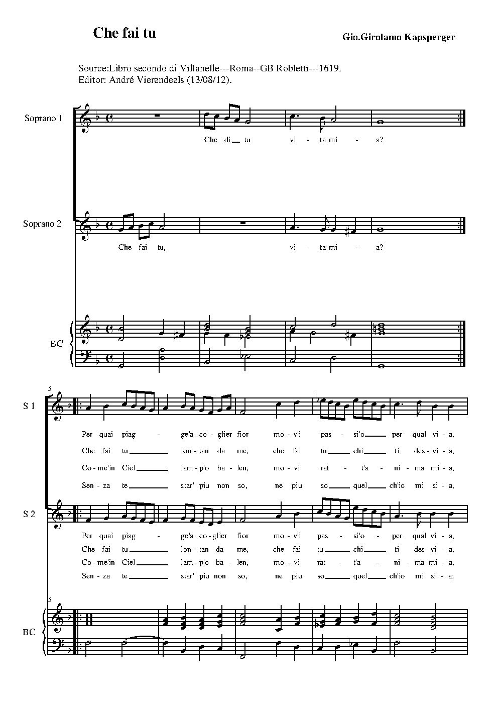 Che fai tu - Choir Script PDF Thumbnail