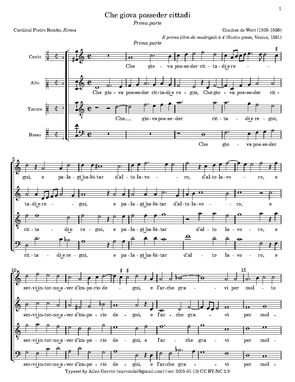 Che giova posseder cittadi - Choir Script PDF Thumbnail
