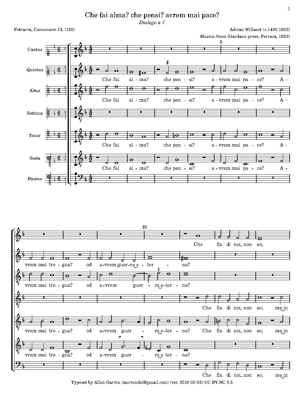 Che fai alma? che pensi? avrem mai pace? - Choir Script PDF Thumbnail