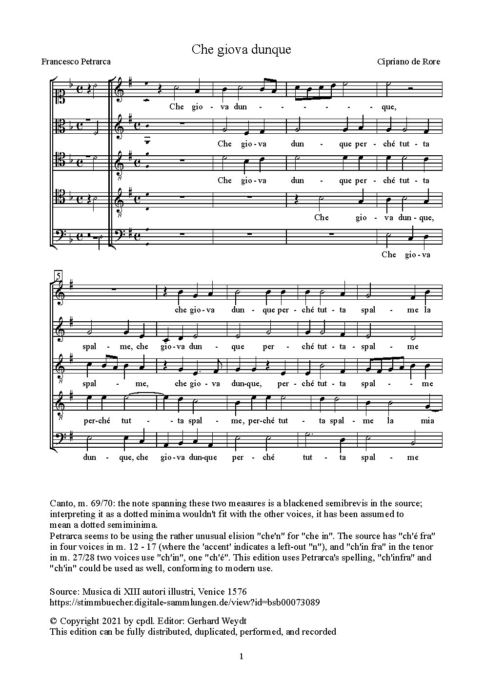 Che giova dunque - Choir Script PDF Thumbnail