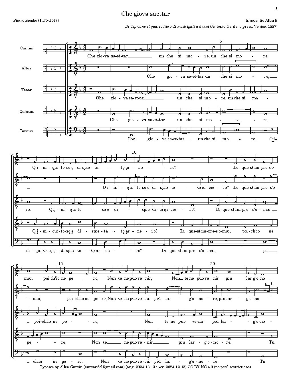 Che giova saettar - Choir Script PDF Thumbnail