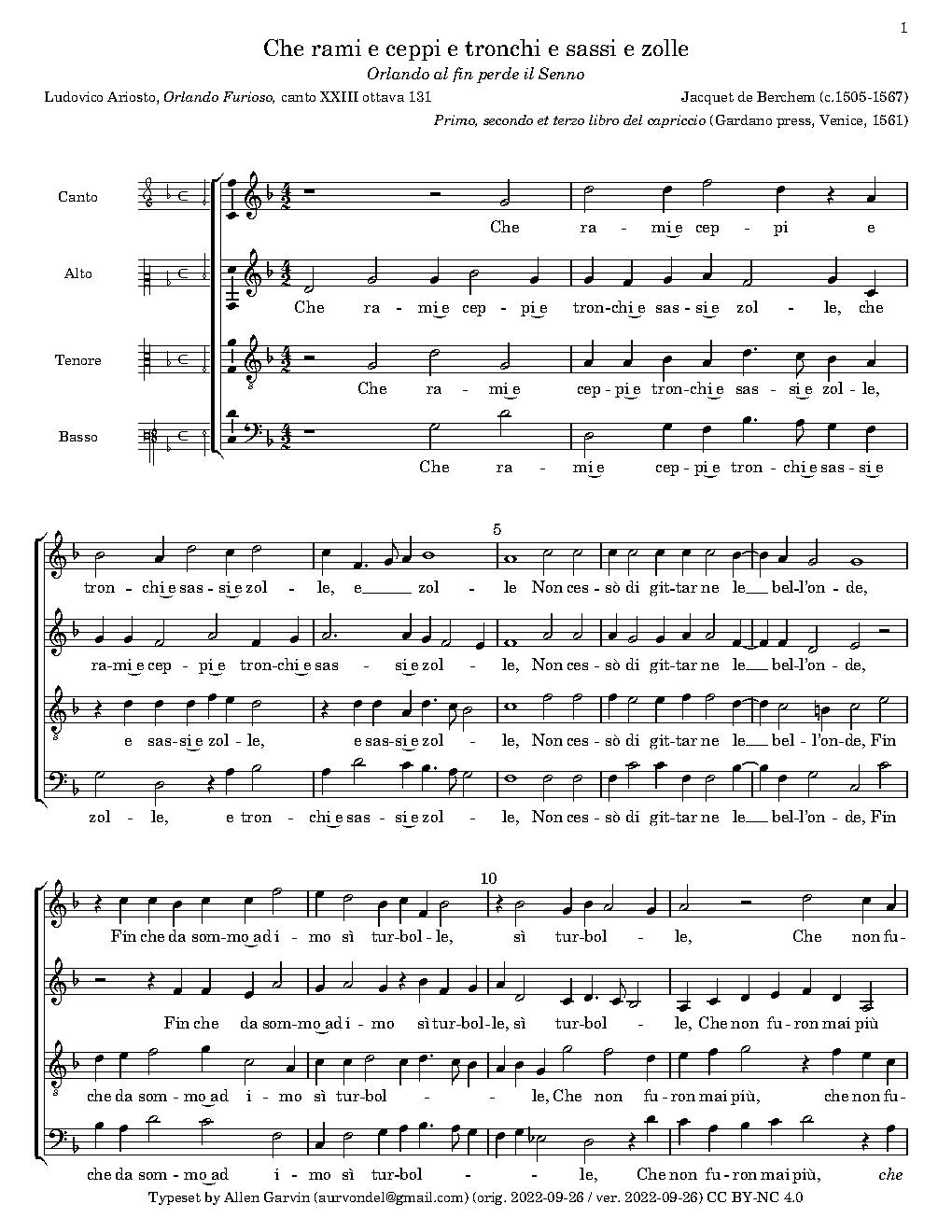 Che rami e ceppi e tronchi e sassi e zolle - Choir Script PDF Thumbnail