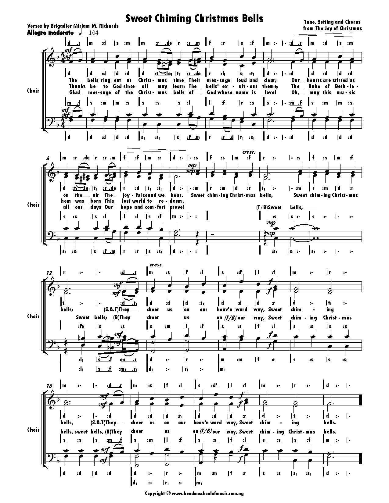 Sweet Chiming Christmas Bells Hymn.sib - Download Choir Script PDF