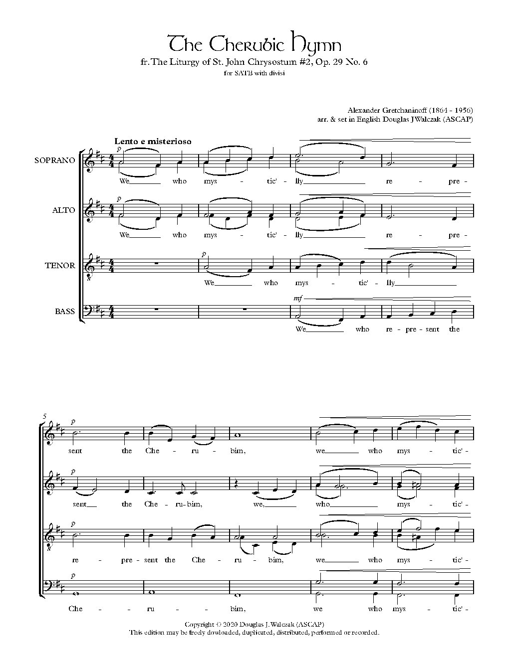 Cherubic Hymn in D Major, Op. 29