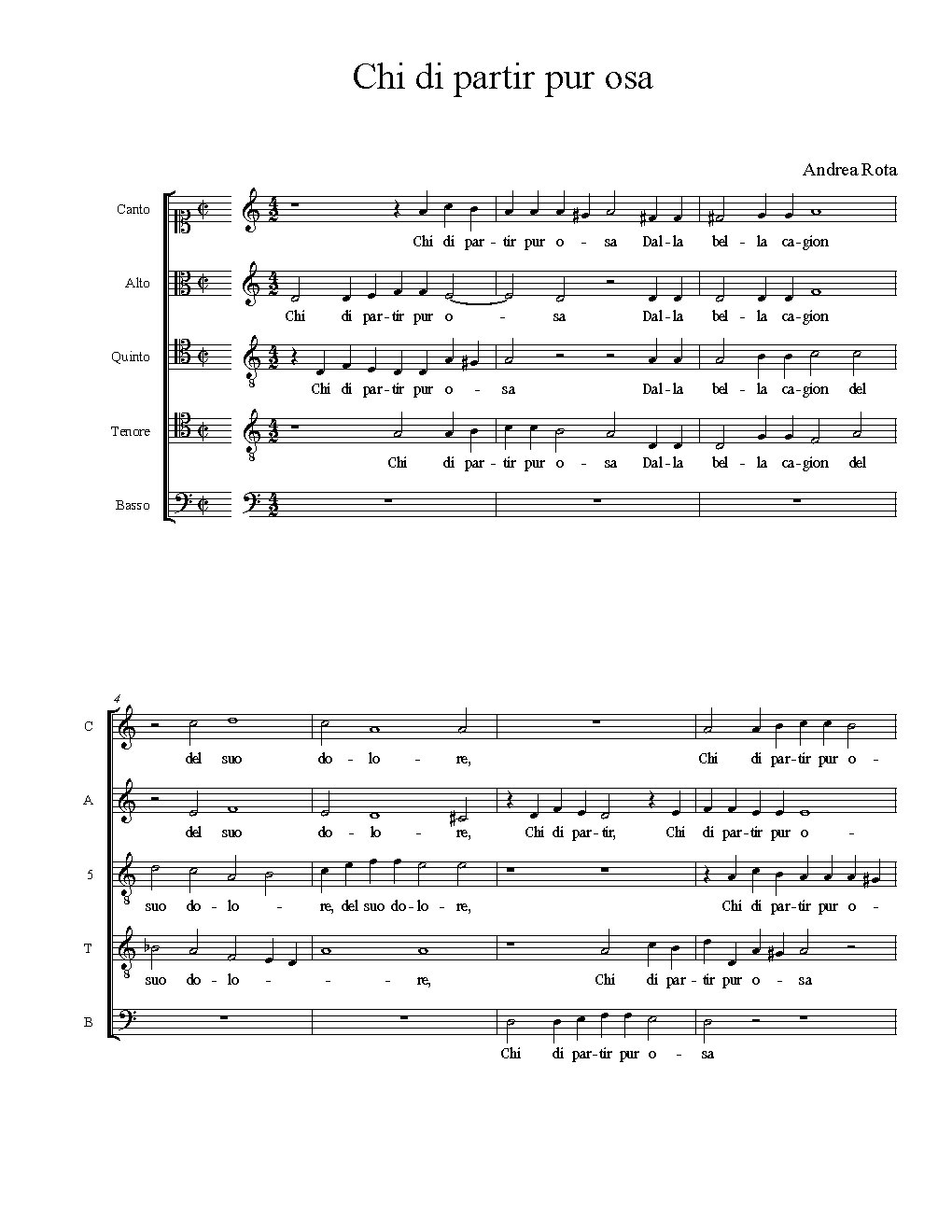 Chi di partir pur osa - Choir Script PDF Thumbnail
