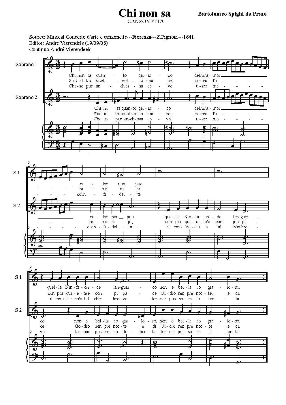 Chi non sa - Choir Script PDF Thumbnail