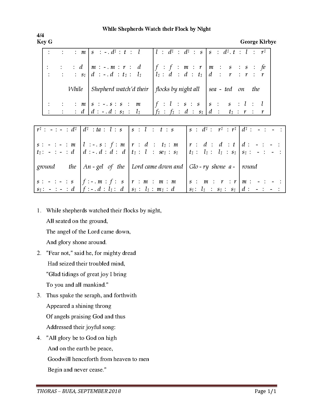 While Shepherds Watch Their Flock By Night - Download Choir Script PDF