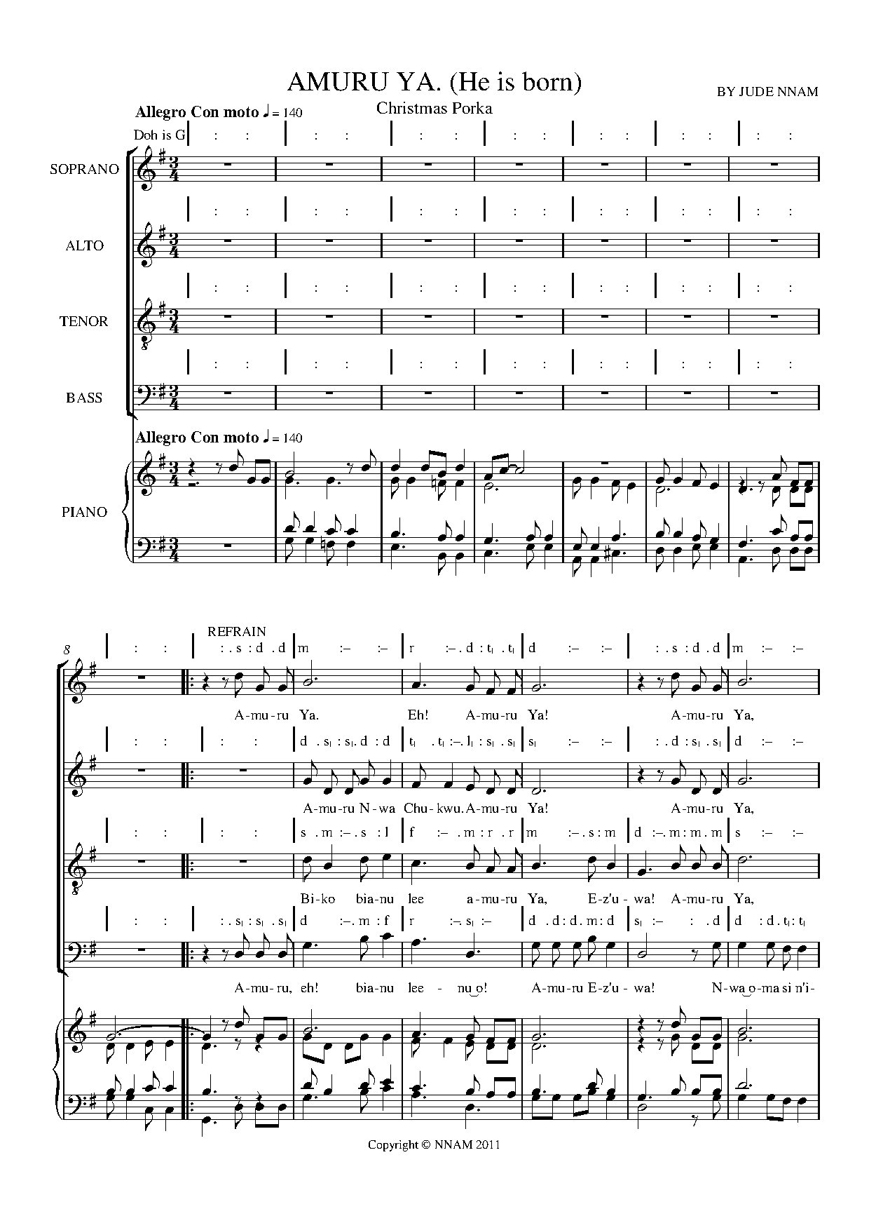 Amuru Ya (christmas). - Download Choir Script PDF