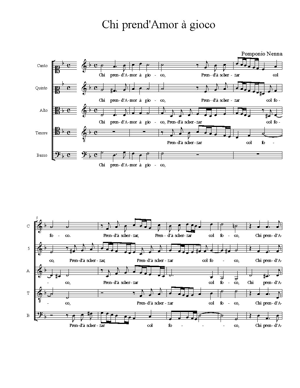 Chi prend'Amor à gioco - Choir Script PDF Thumbnail