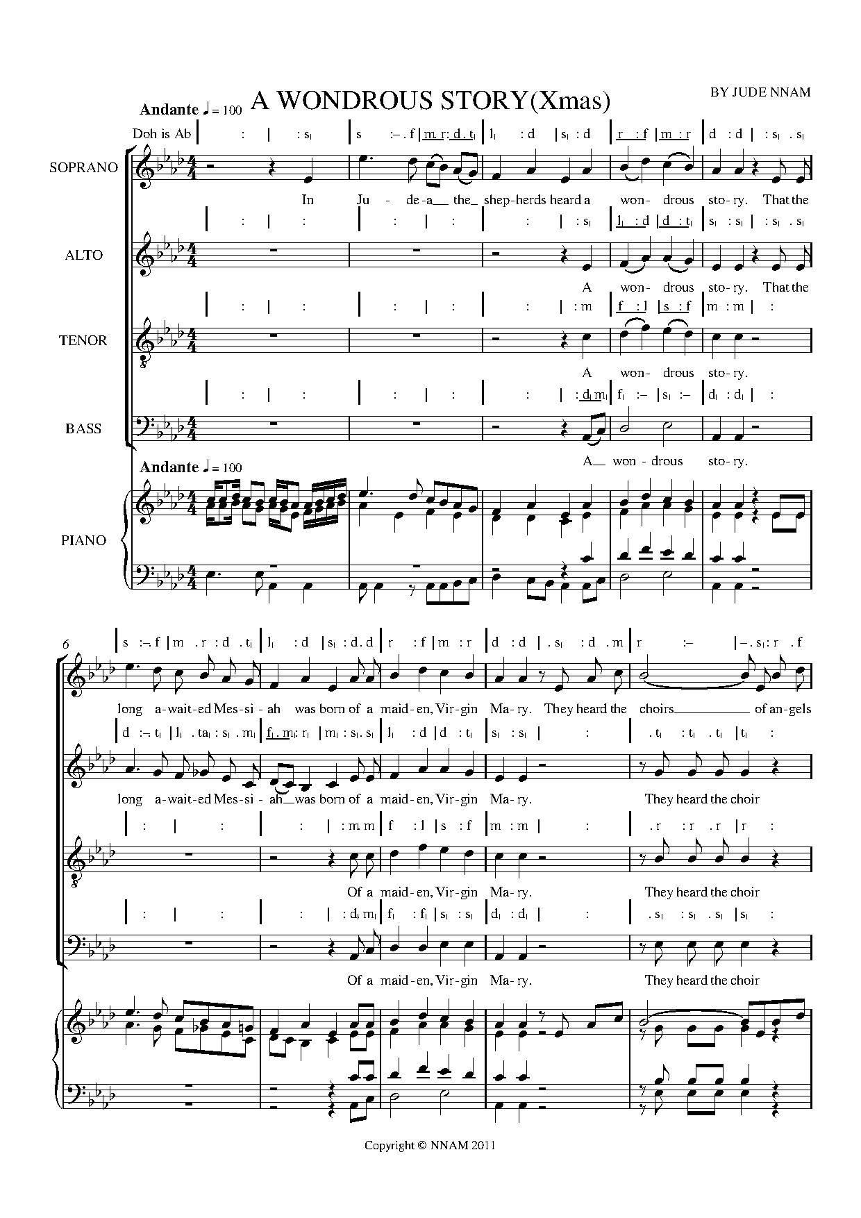 A Wondrous Story (christmas) - Download Choir Script PDF