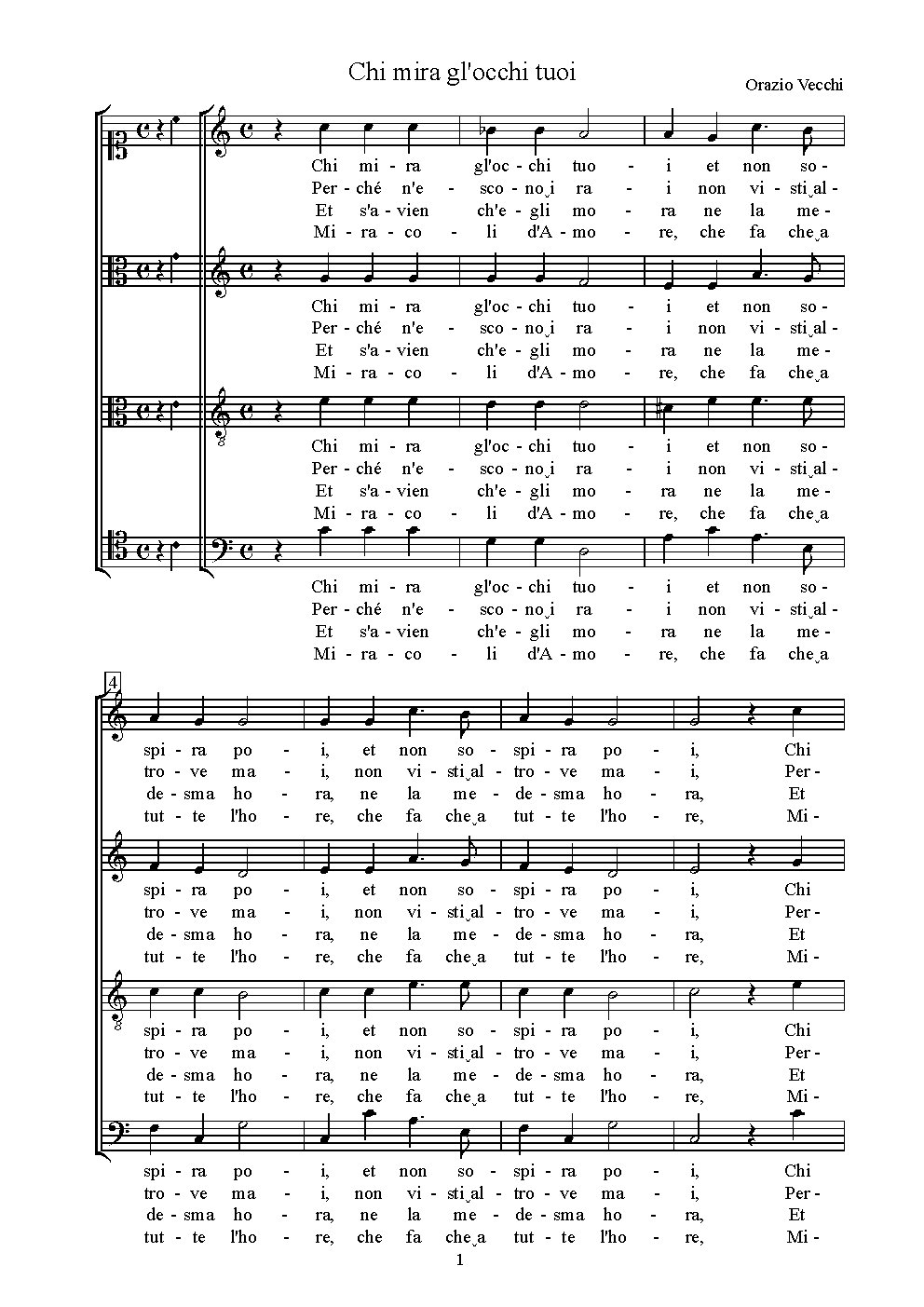 Chi mira gl'occhi tuoi - Choir Script PDF Thumbnail
