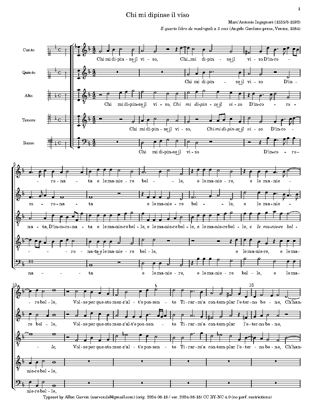 Chi mi dipinse il viso - Choir Script PDF Thumbnail