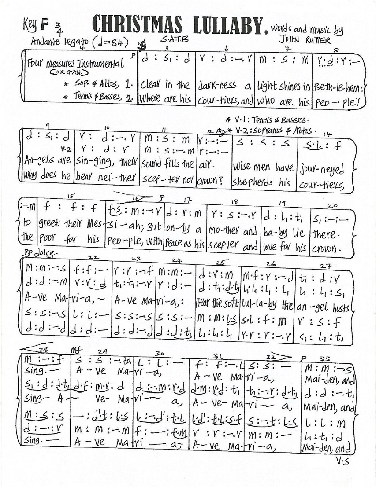 Christmas Lullaby - Download Choir Script PDF