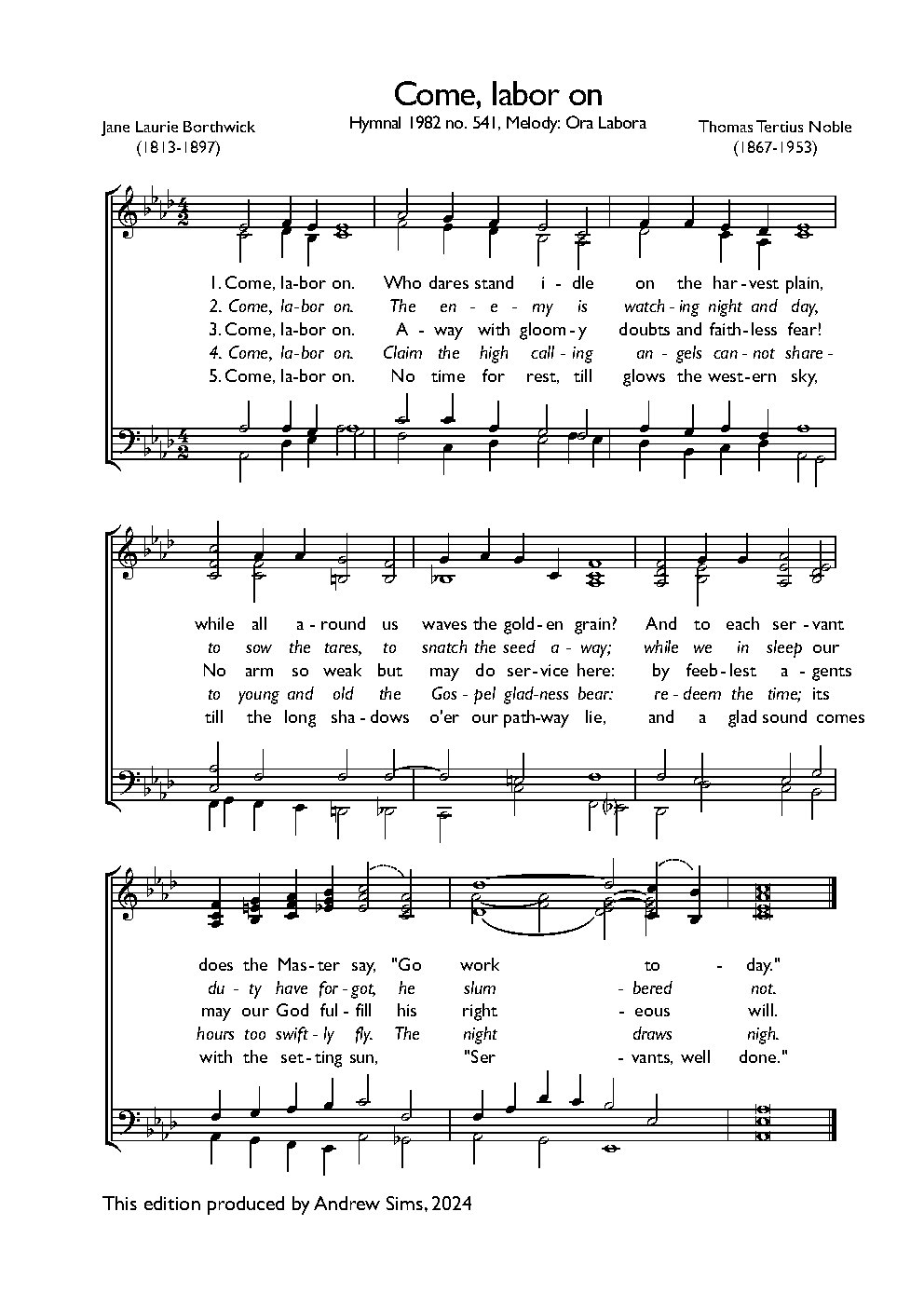 Come, labor on - Choir Script PDF Thumbnail
