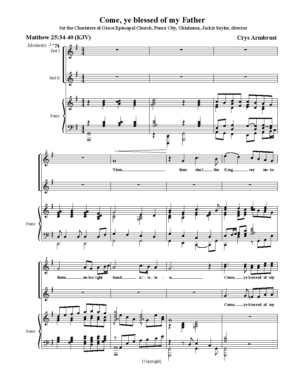 Come, ye blessed of my Father - Choir Script PDF Thumbnail