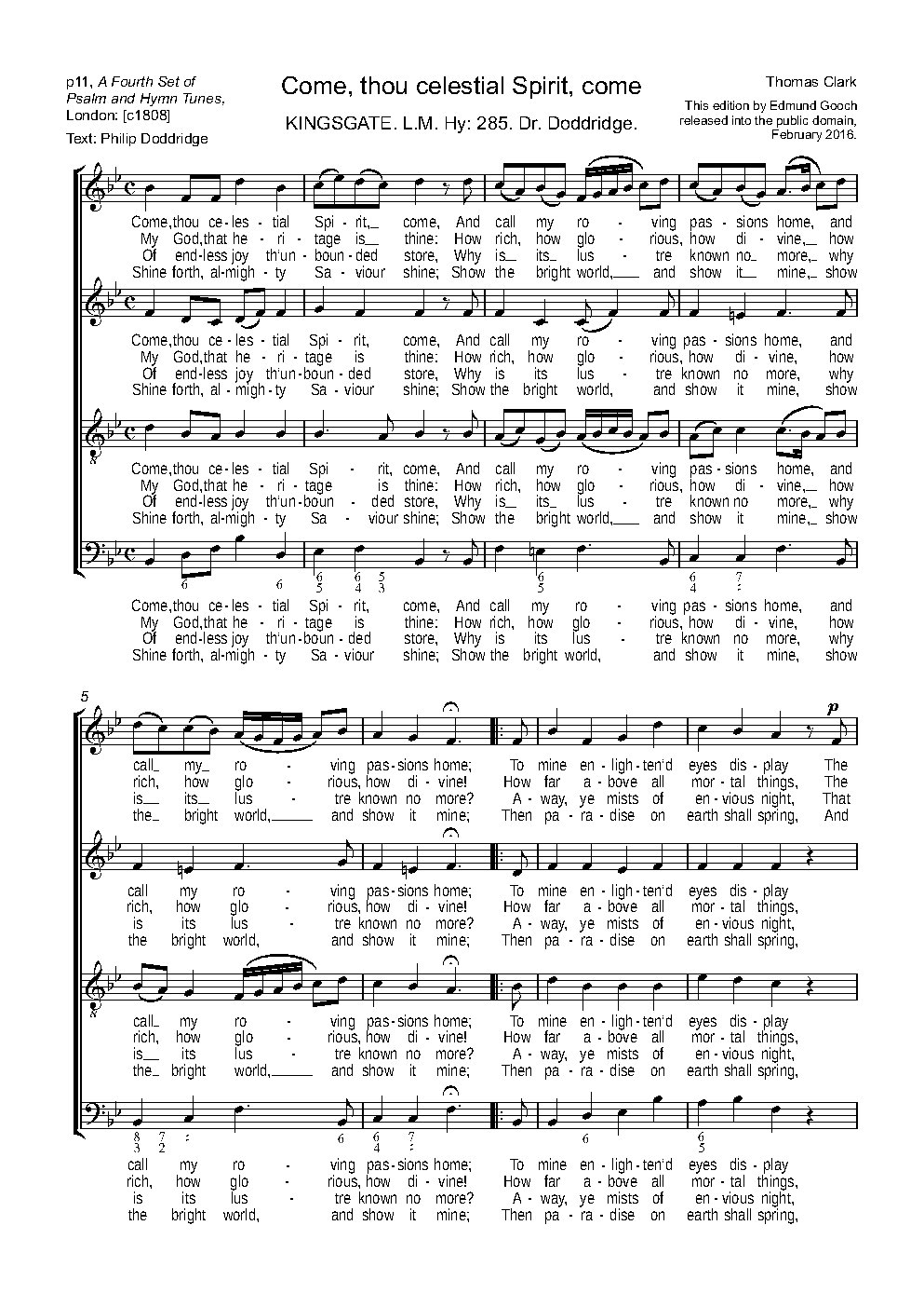 Come, thou celestial Spirit, come - Choir Script PDF Thumbnail