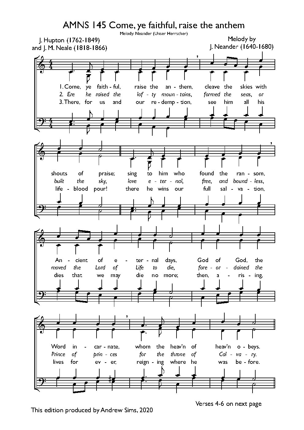 Come, ye faithful, raise the anthem - Choir Script PDF Thumbnail