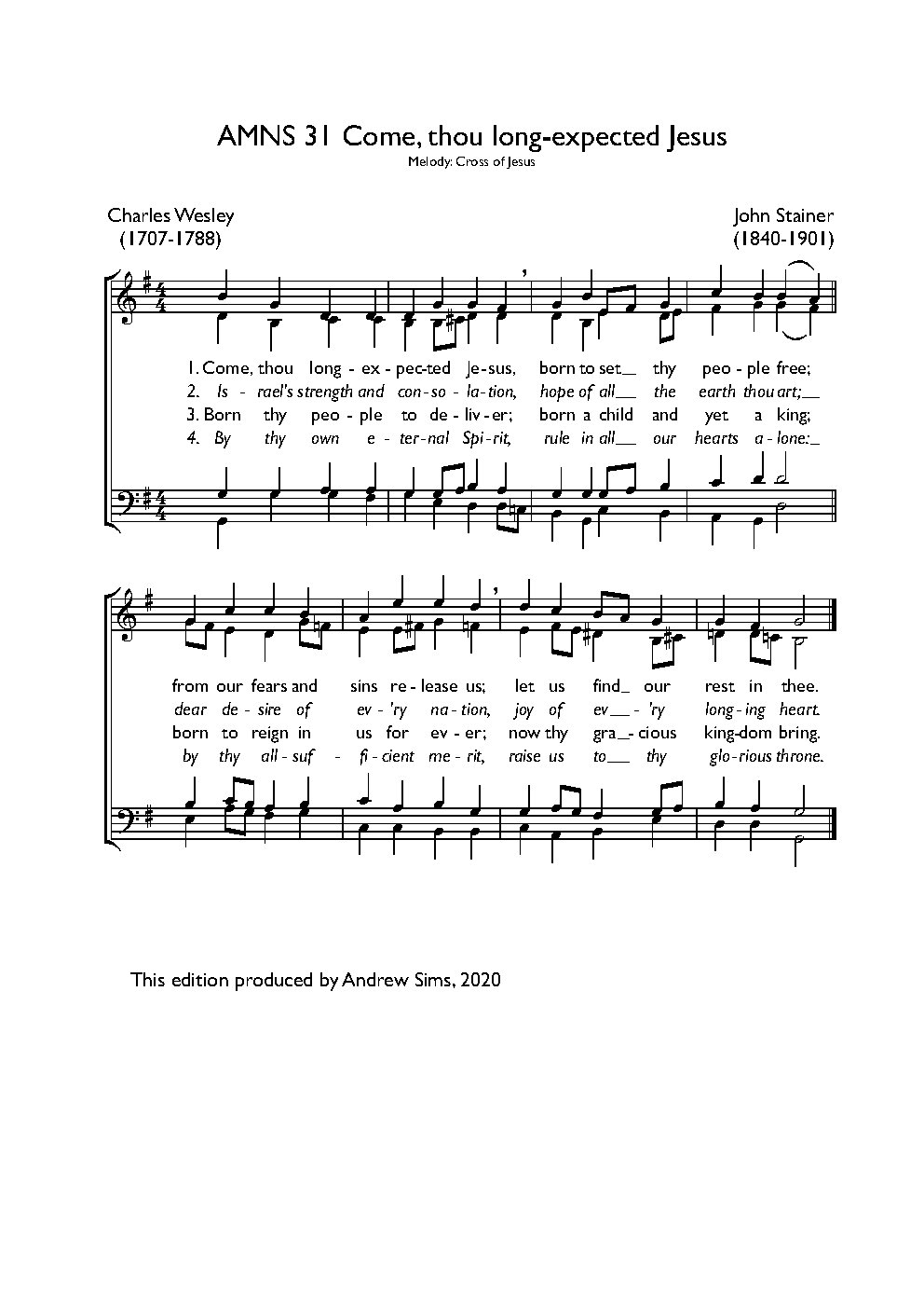 Come, thou long-expected Jesus