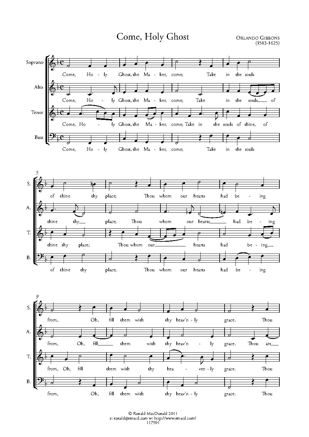 Come Holy Ghost - Choir Script PDF Thumbnail