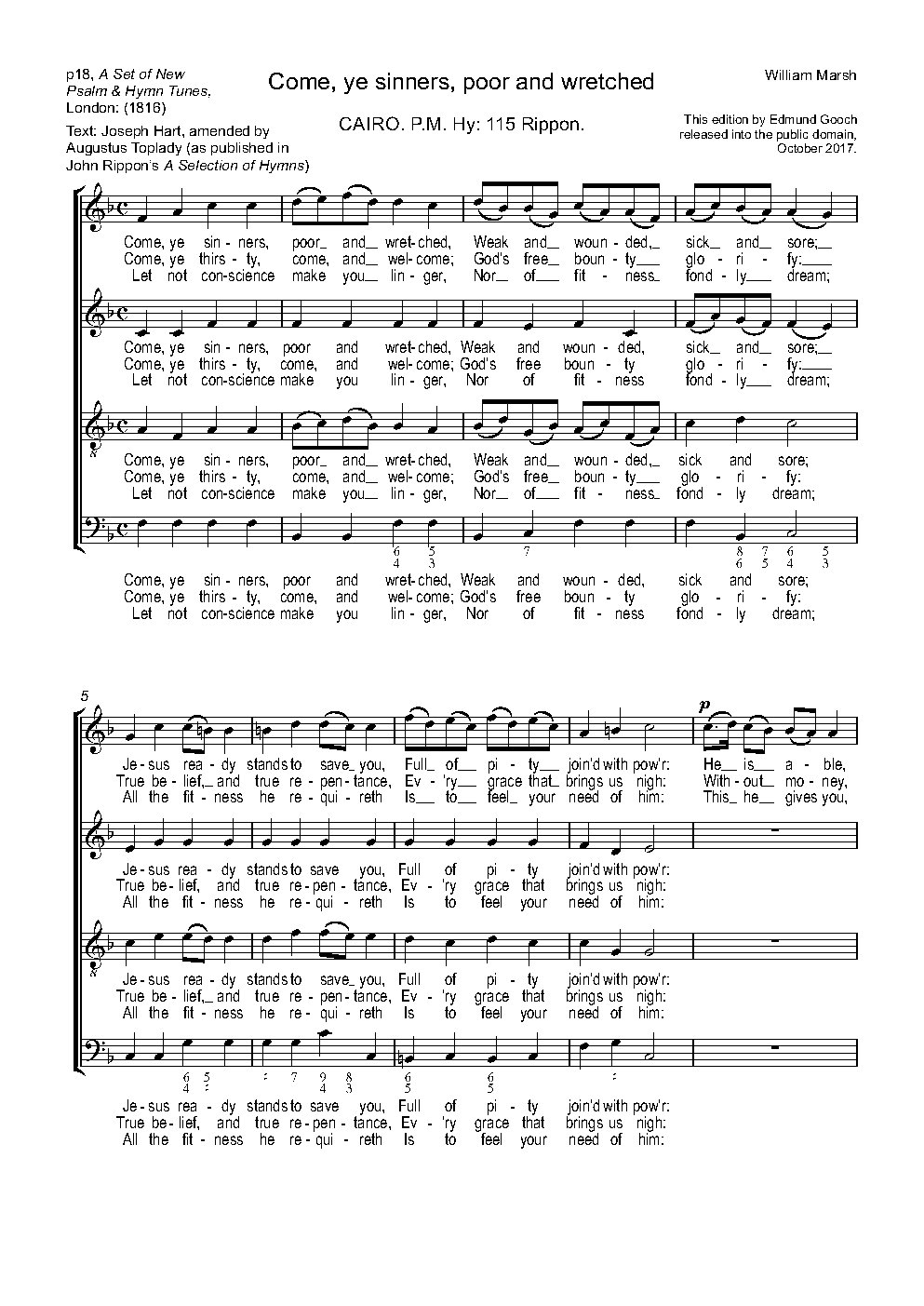 Come, ye sinners, poor and wretched