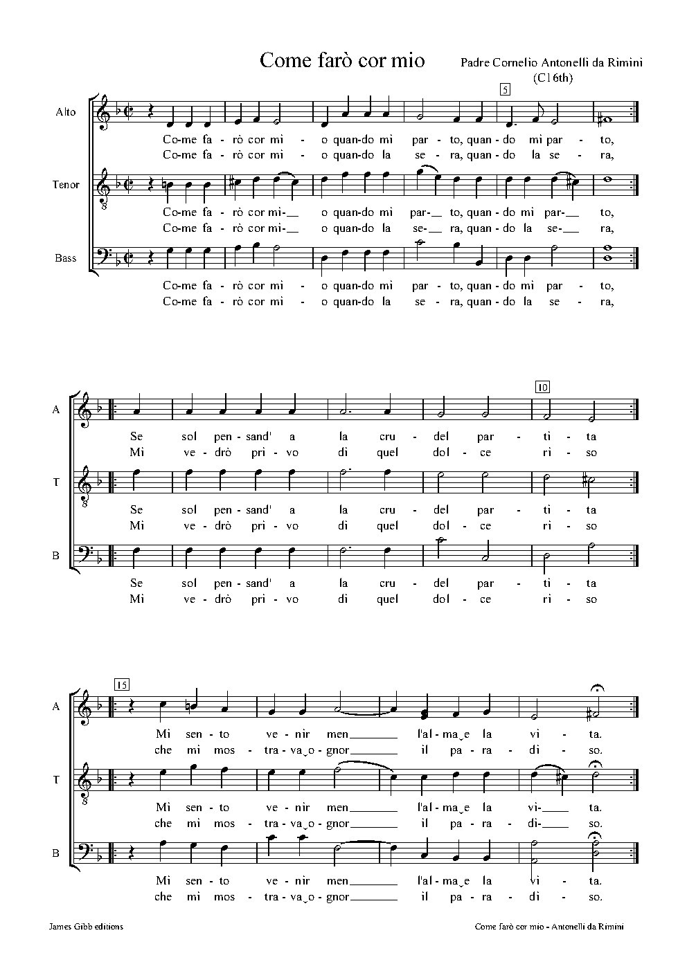 Come farò cor mio - Choir Script PDF Thumbnail