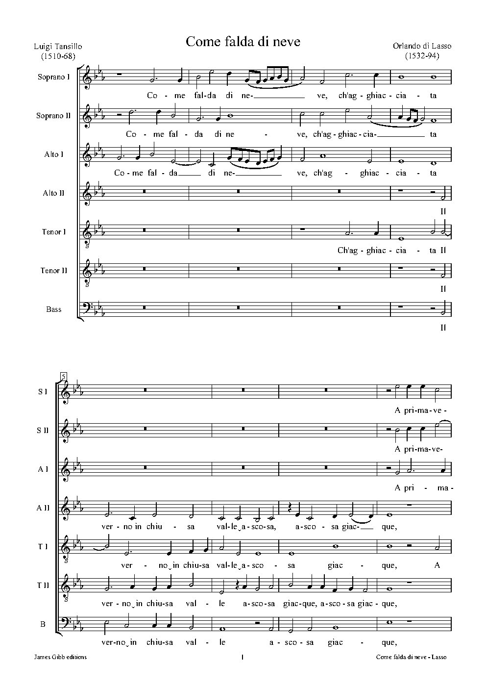 Come falda di neve - Choir Script PDF Thumbnail