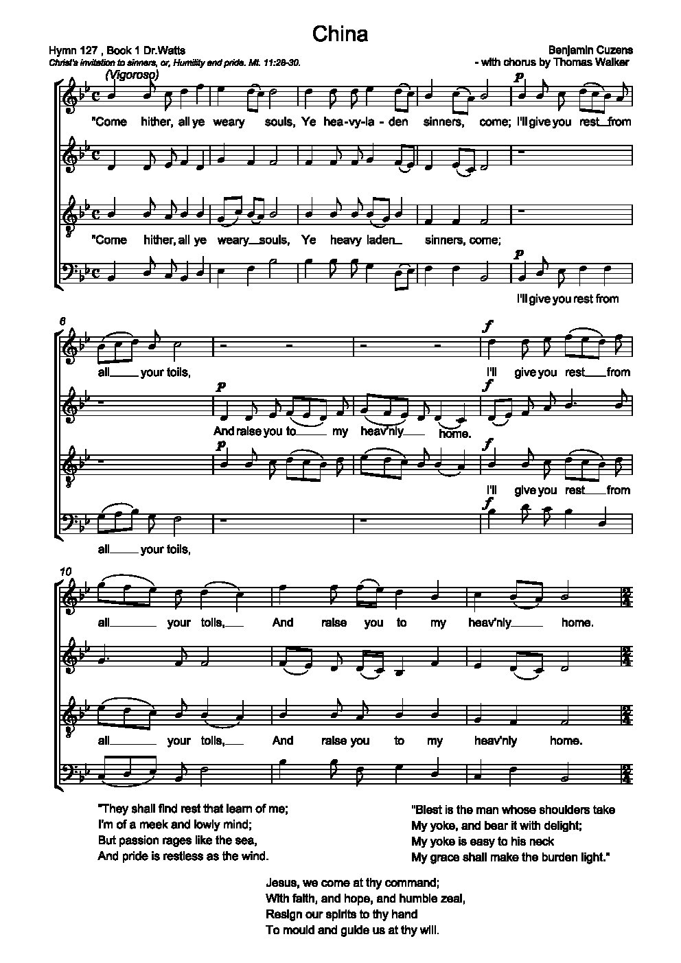 Come hither, all ye weary souls - Choir Script PDF Thumbnail