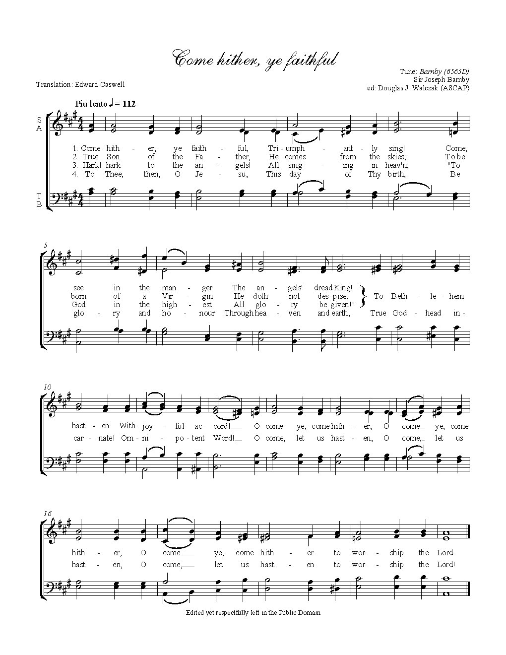 Come hither, ye faithful - Choir Script PDF Thumbnail