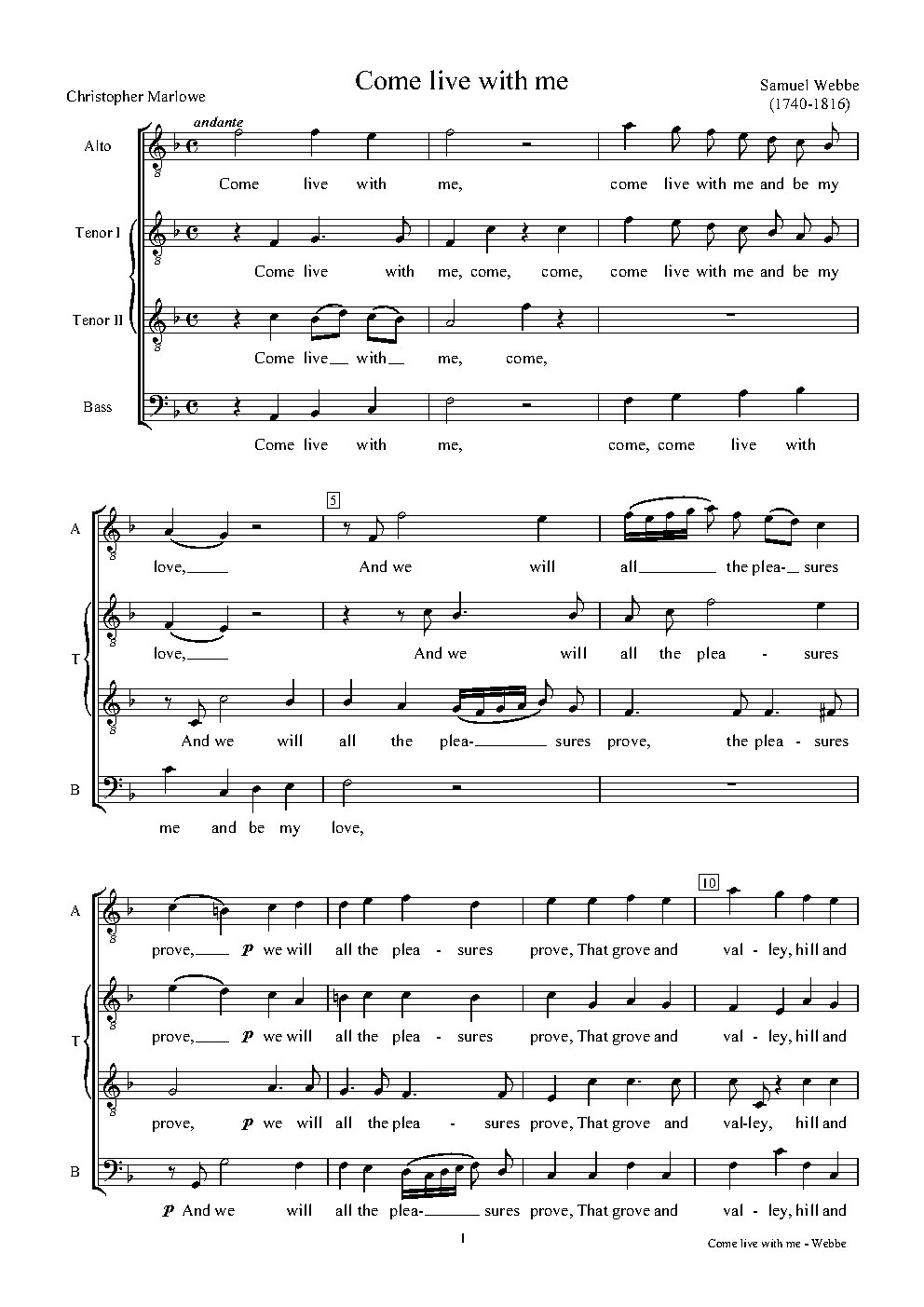 Come live with me - Choir Script PDF Thumbnail