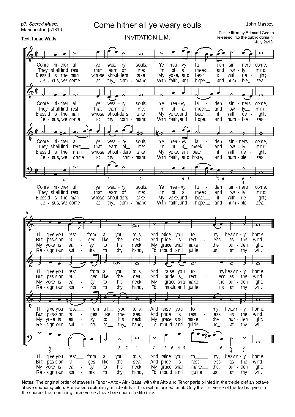 Come hither all ye weary souls - Choir Script PDF Thumbnail