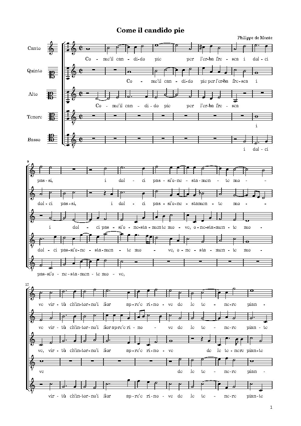 Come il candido pie - Choir Script PDF Thumbnail