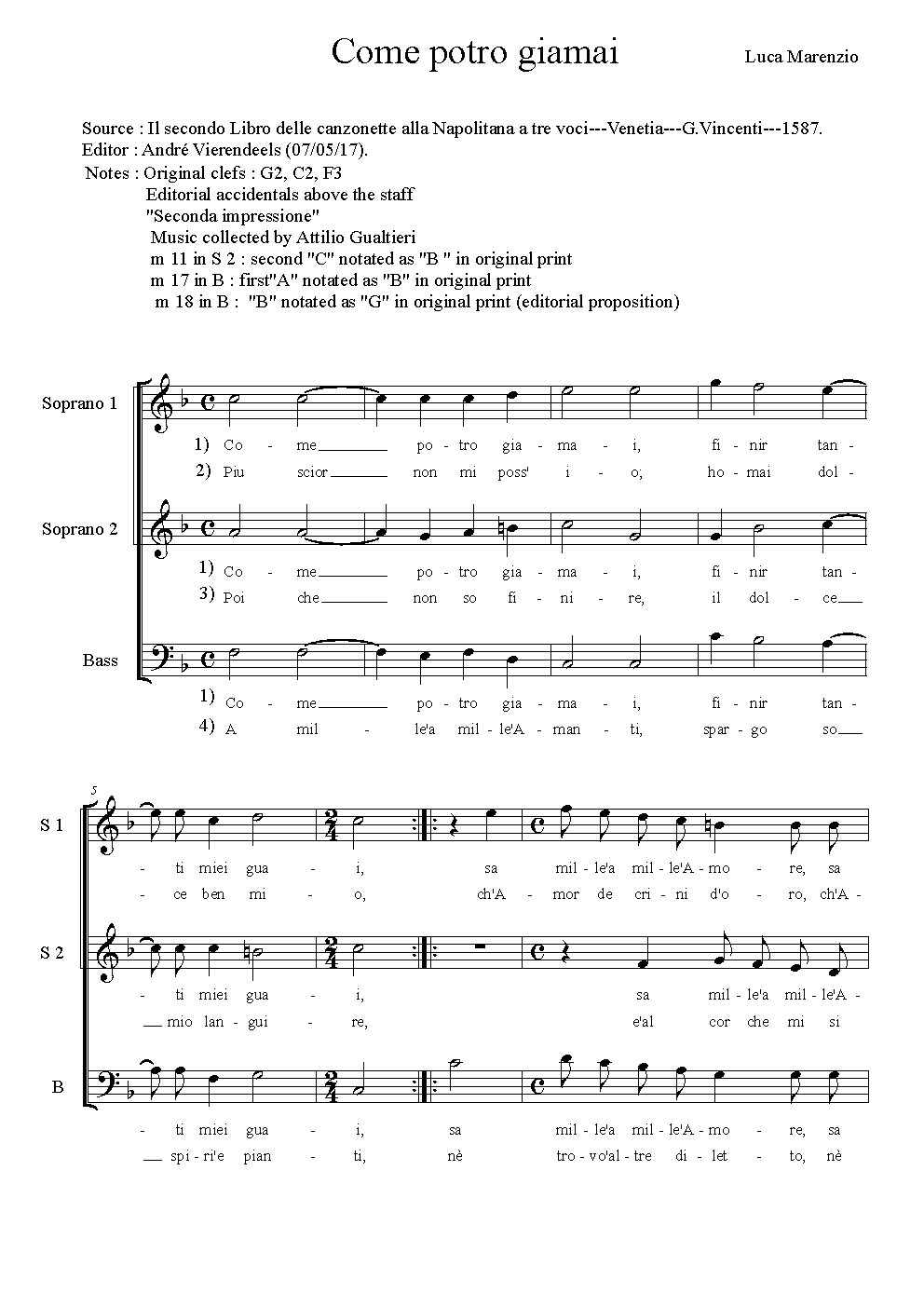 Come potro giamai - Choir Script PDF Thumbnail