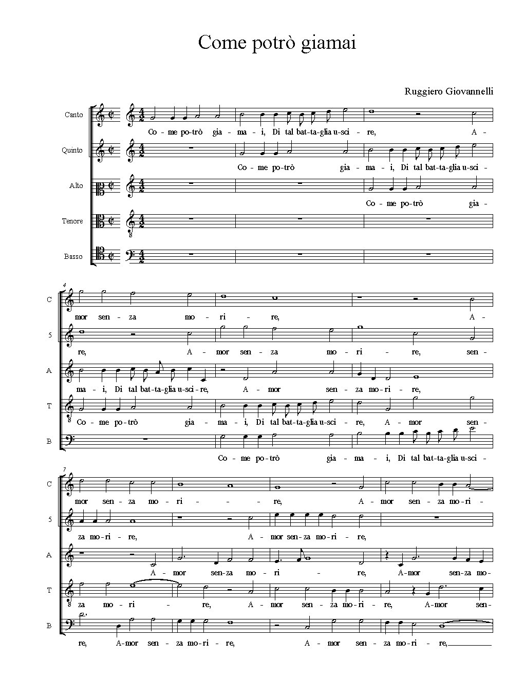 Come potrò giamai - Choir Script PDF Thumbnail