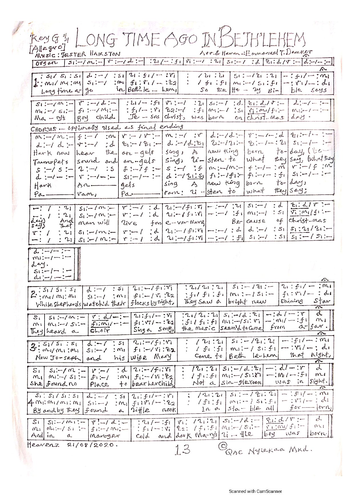 Long Time Ago - Download Choir Script PDF