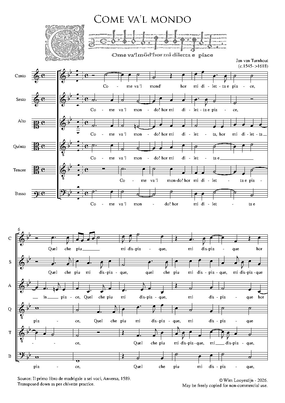 Come va'l mondo - Choir Script PDF Thumbnail