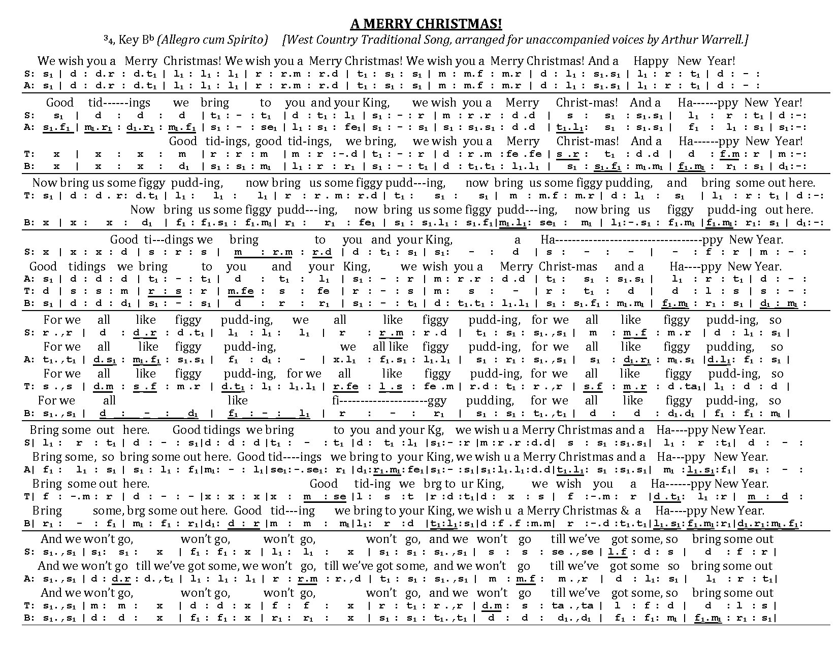 We Wish You - Adeste Fideles - Download Choir Script PDF