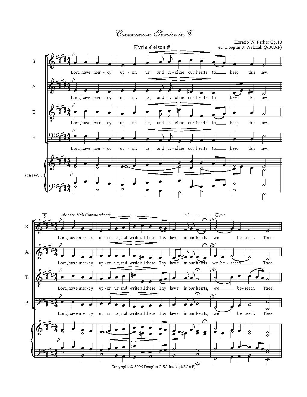 Communion Service, Op. 18 in E Major