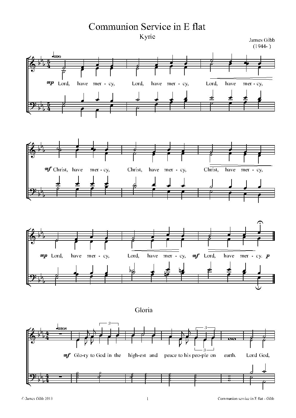 Communion service in E flat - Choir Script PDF Thumbnail