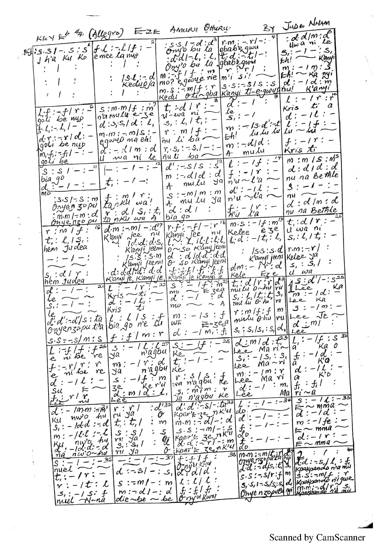Eze Amuru Ohuru - Download Choir Script PDF