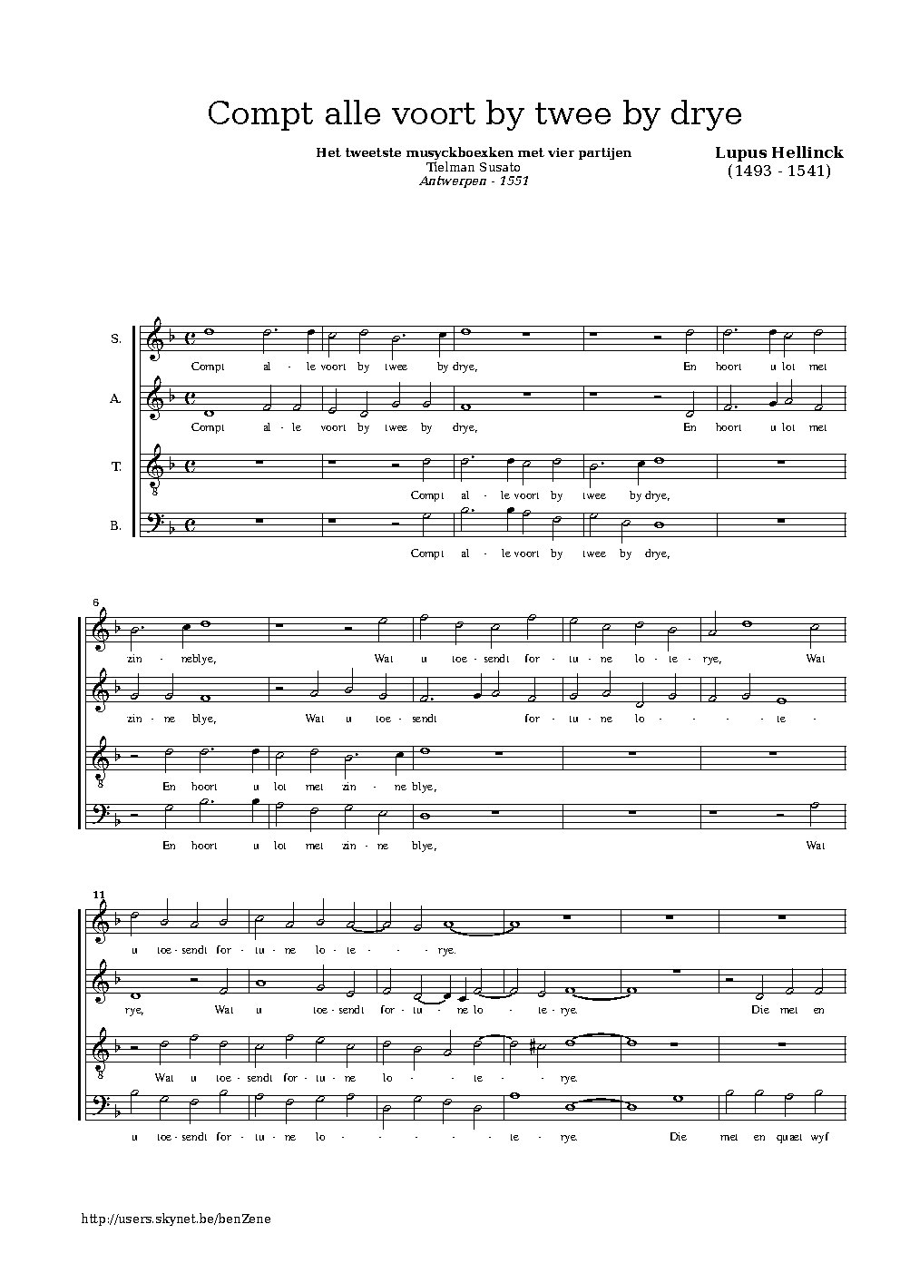 Compt alle voort by twee by drye